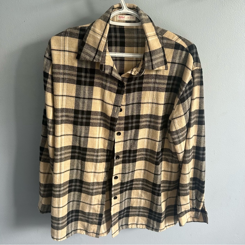 ROMWE | Flannel Button-Up Top